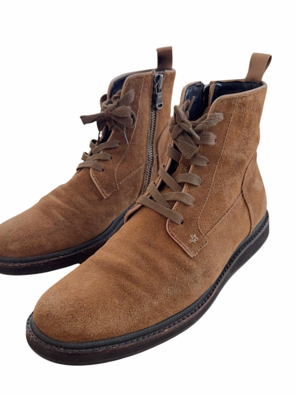 John Varvatos Star USA Brown Suede Dual Zip & Lace Combat Boots Sz 9.5 - Picture 5 of 9
